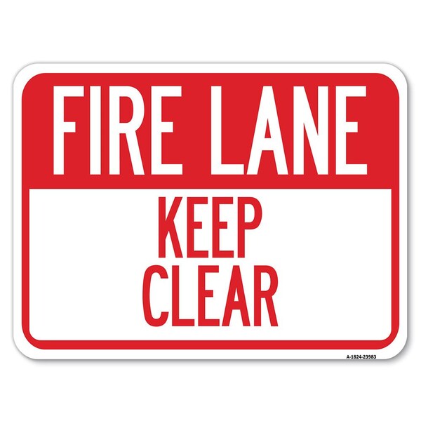 Signmission Fire Lane Keep Clear Heavy-Gauge Aluminum Rust Proof Parking Sign, 18" x 24", A-1824-23983 A-1824-23983 - main